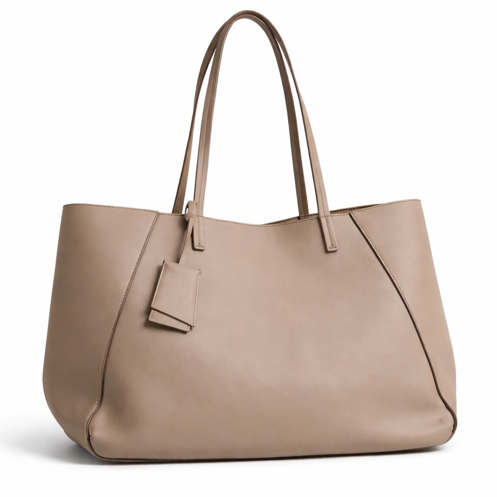 👜ZARA Large Taupe Minimalist Tote Bag | Oversized Everyday Shoulder Bag